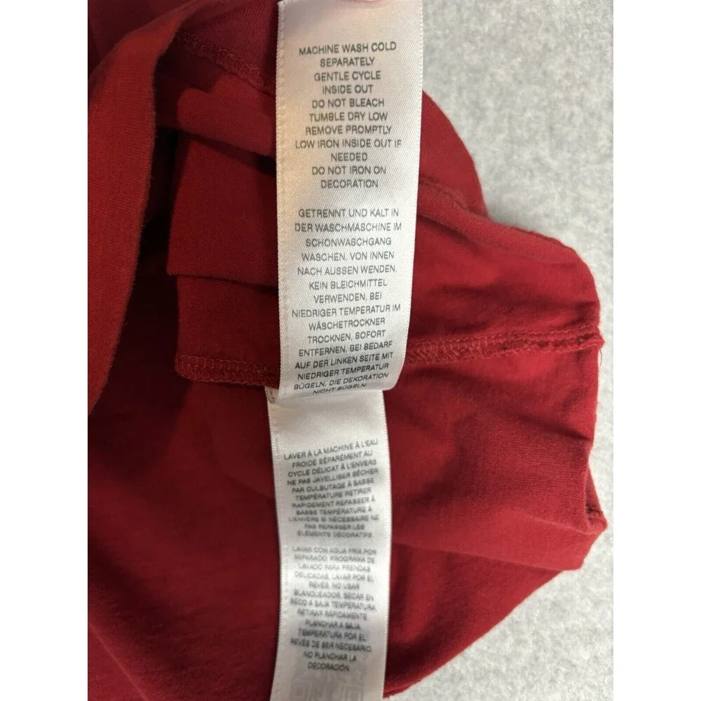 True Religion Mens Shirt All Over Print Red Crew Neck 100% Cotton Size Large‎